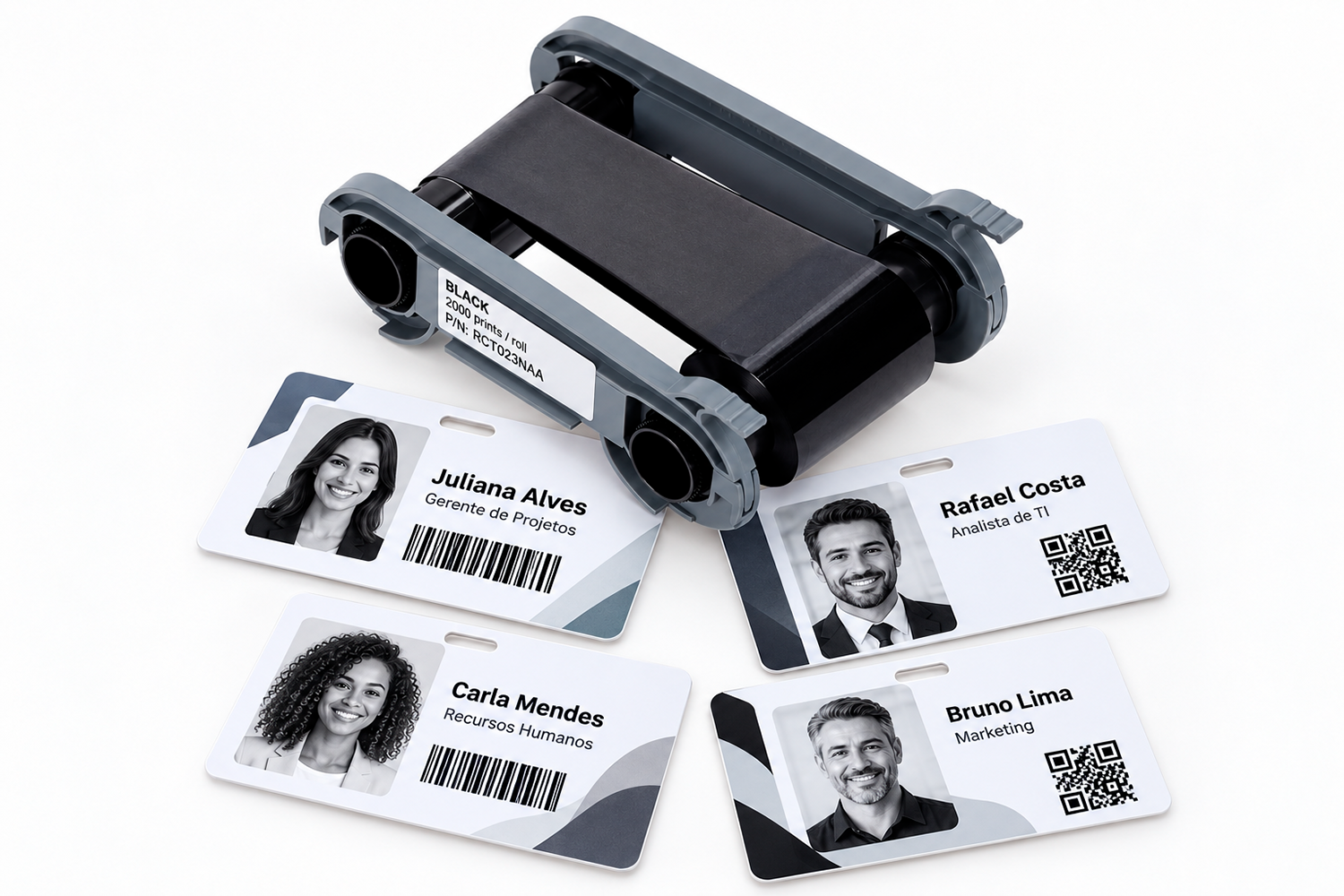 Ribbon Evolis NCT023NAA com cartões PVC personalizados em preto