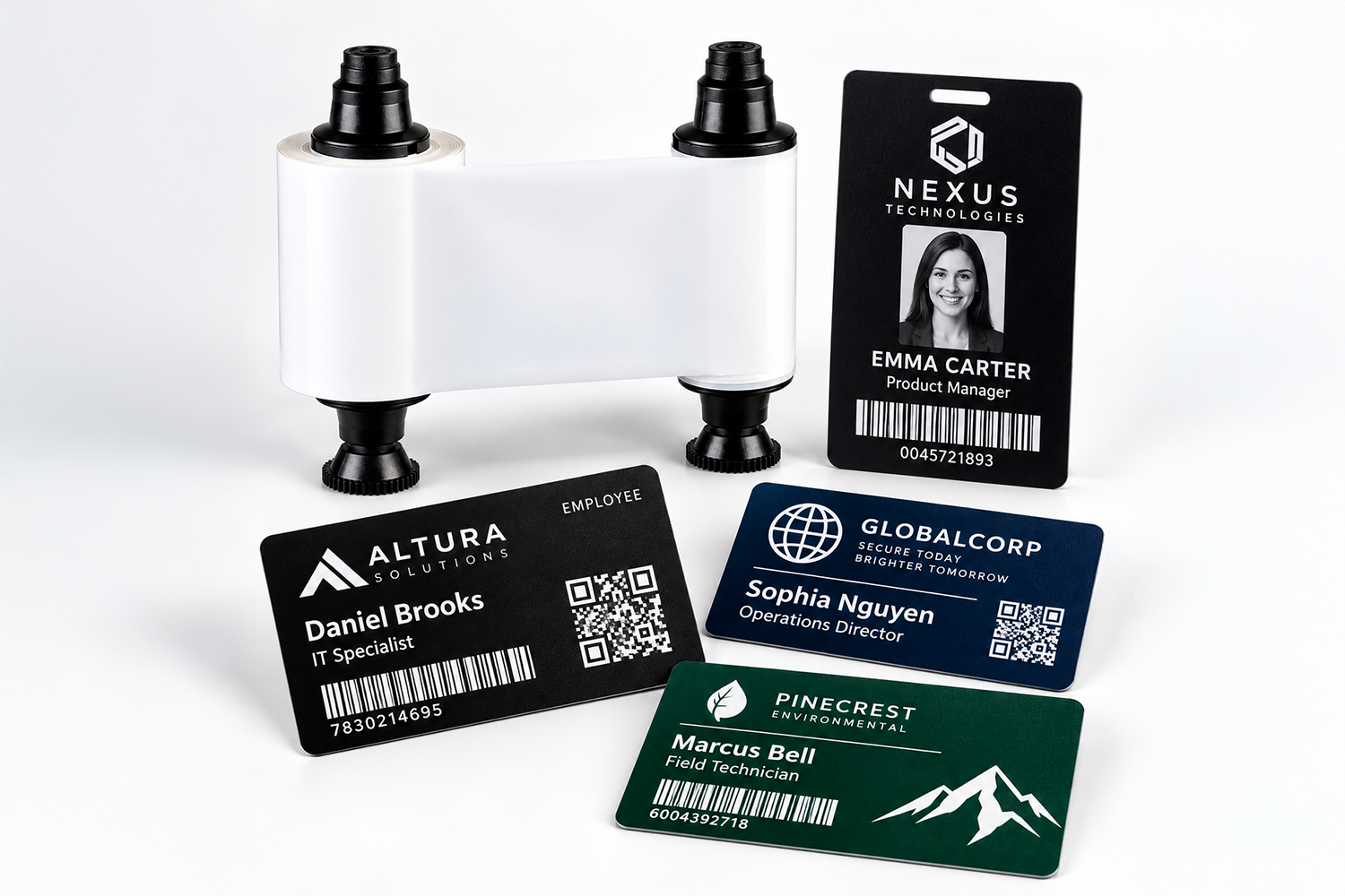 Ribbon Evolis R2015 com cartões PVC escuros personalizados em branco