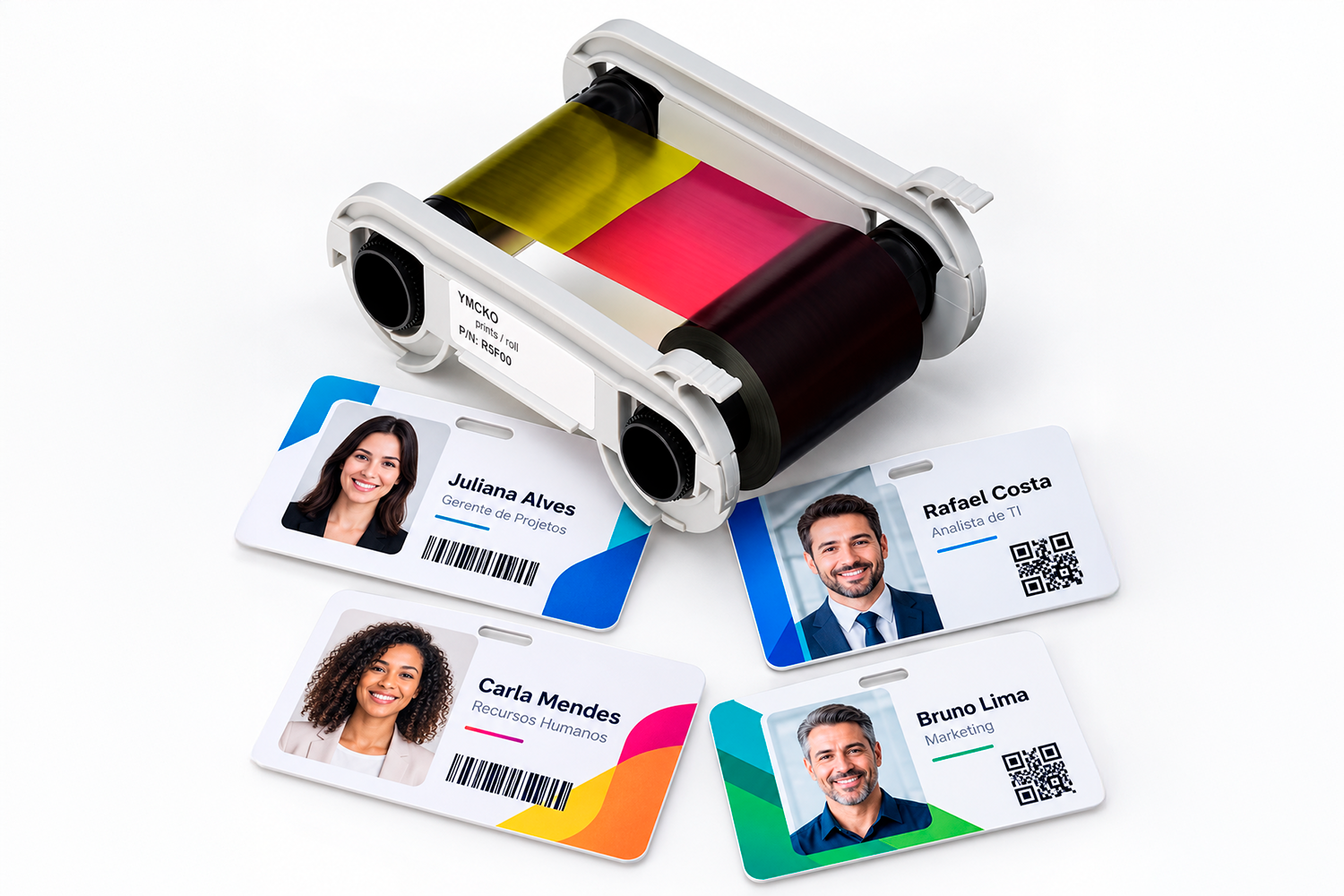 Ribbon Evolis R5F002A11 com crachás coloridos impressos em PVC