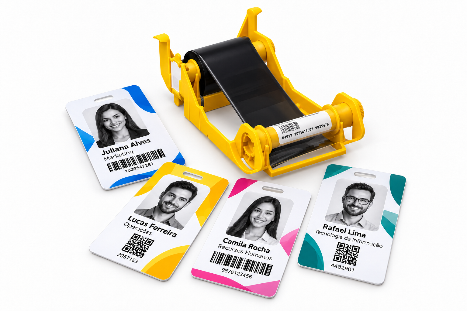 Ribbon Zebra 800033-301 com crachás e cartões PVC personalizados em preto