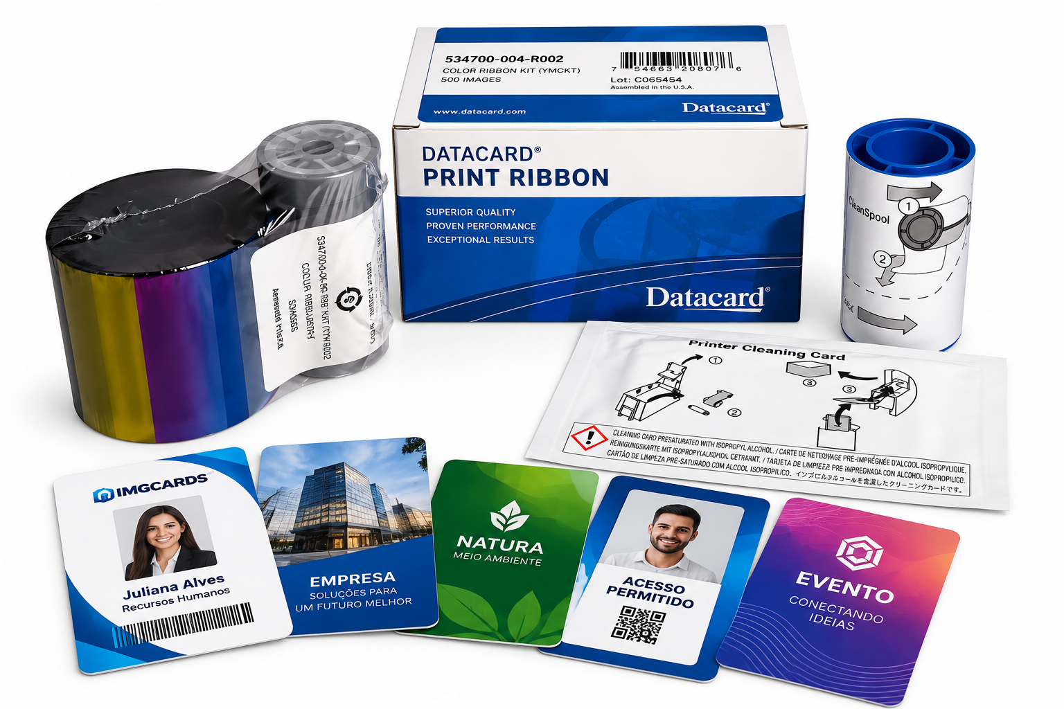 Ribbon Datacard 534700-004-R002 para impressão colorida de crachás e cartões PVC