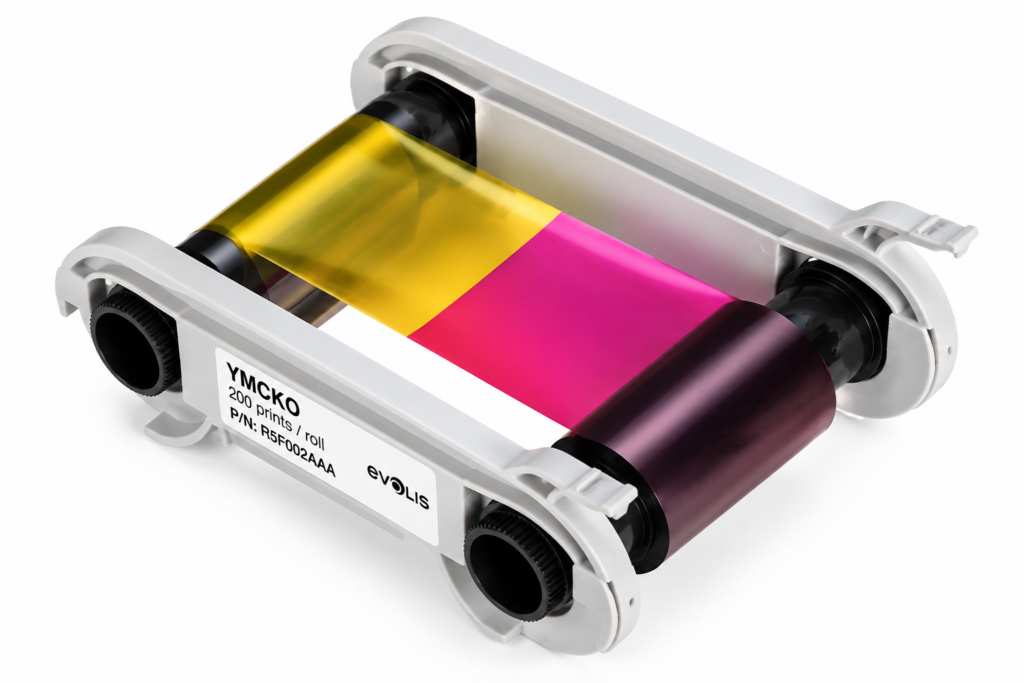 Ribbon Evolis R5F008AAA colorido YMCKO com rendimento de até 300 impressões