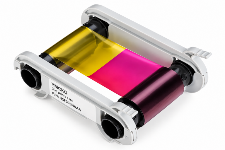 Ribbon Evolis R5F008NAAA colorido YMCKO para impressoras Evolis Primacy e Zenius, com rendimento de até 300 impressões